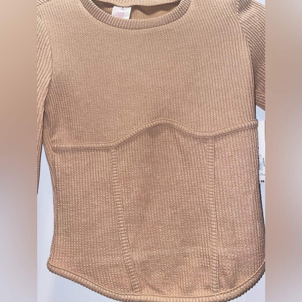Tan Ribbed Long Sleeve Top - Picture 3 of 6